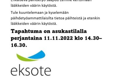 Tekstin Ehkäisevän päihdetyön tapahtuma asukastilalla 11.11.2022 kuva