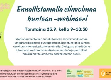 Tekstin Ympäristöparlamentti – Ennallistamalla elinvoimaa kuntaan kuva