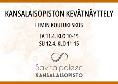 Tekstin Savitaipaleen kansalaisopiston kevätnäyttely Lemin koulukeskuksessa kuva